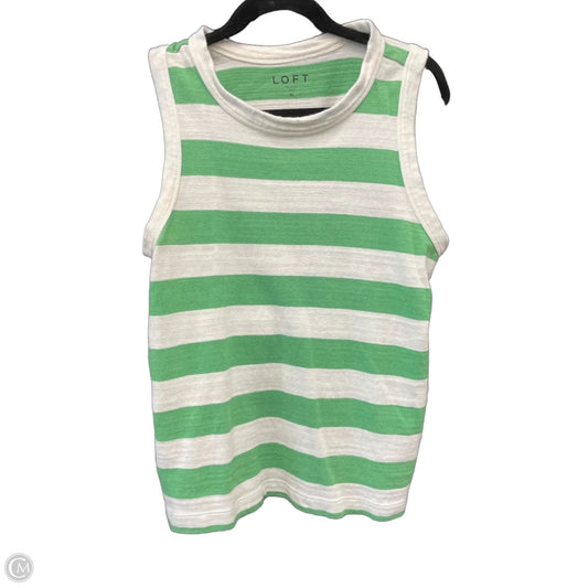 Top Sleeveless Basic By Loft In Green & White, Size: M