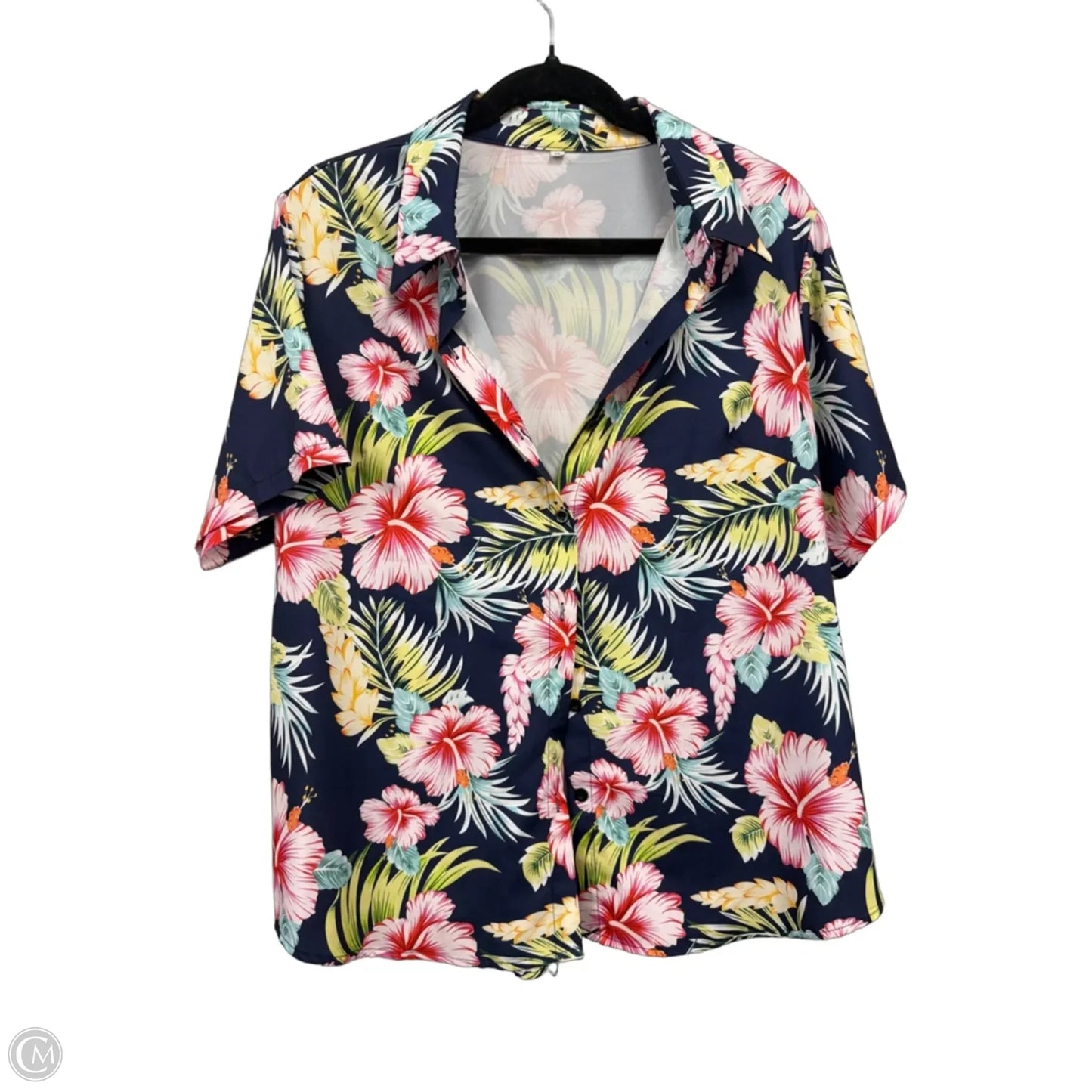 Top Short Sleeve By Clothes Mentor In Blue & Yellow, Size: Xl