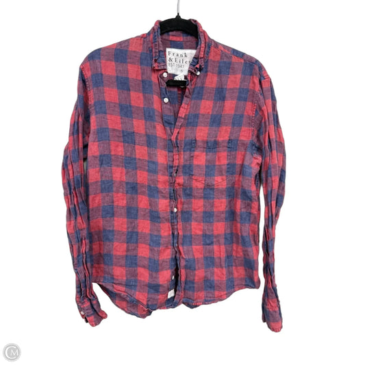 Blouse Long Sleeve By Frank And Eileen In Blue & Red, Size: S