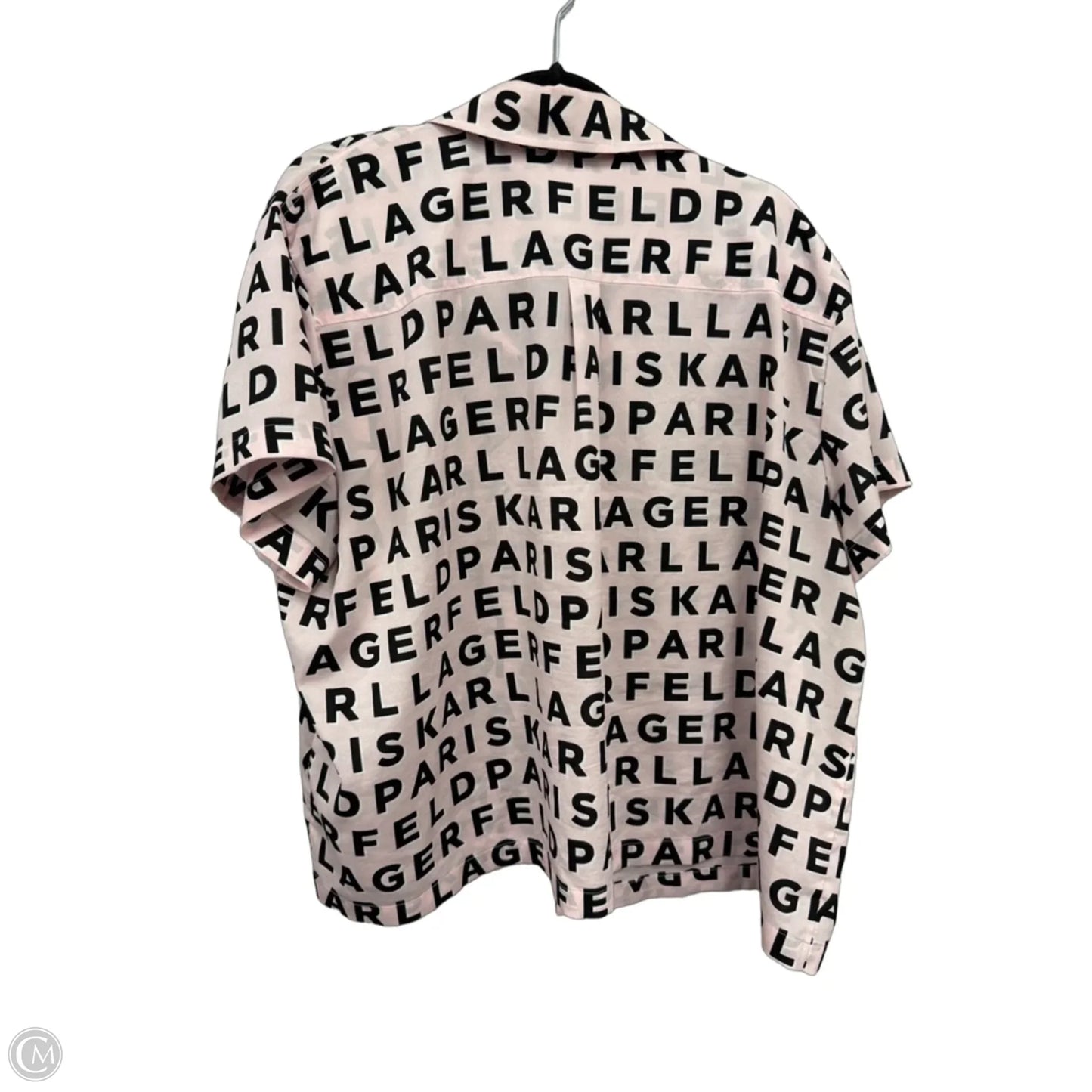 Blouse Designer By Karl Lagerfeld In Black & Pink, Size: 1x