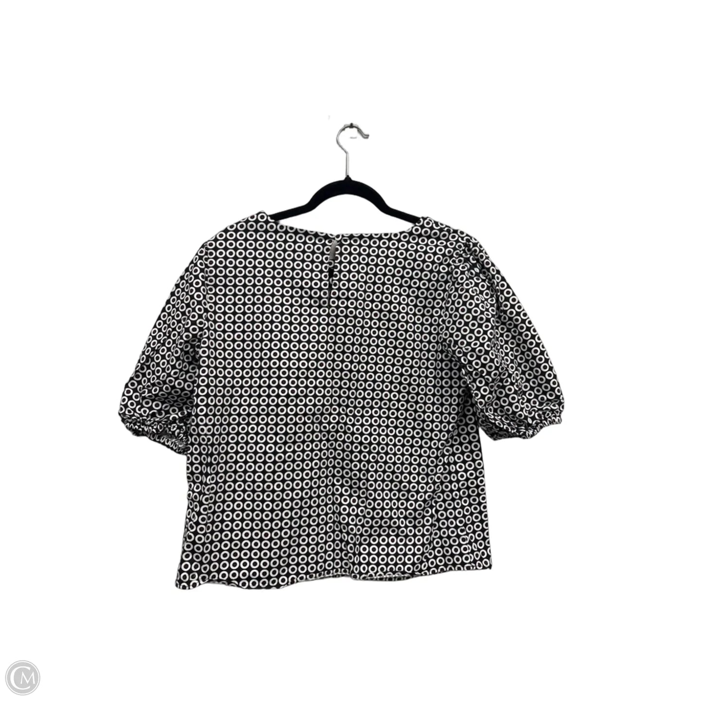 Blouse Short Sleeve By Ann Taylor In Black & White, Size: M