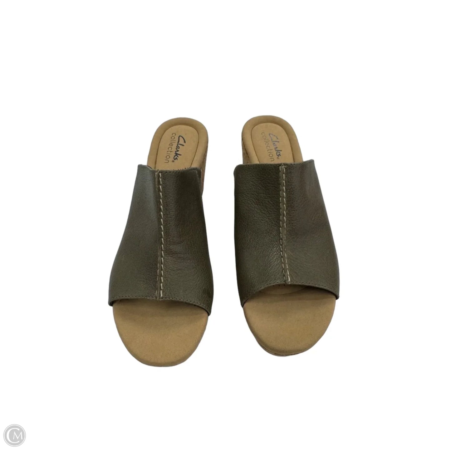 Sandals Heels Wedge By Clarks In Green, Size: 9