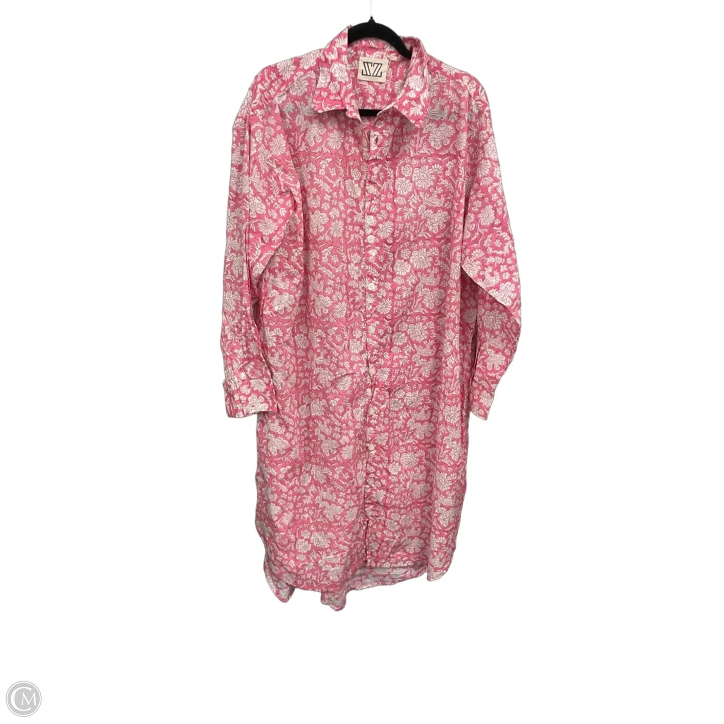 Dress Casual Midi By Cmc In Pink & White, Size: M