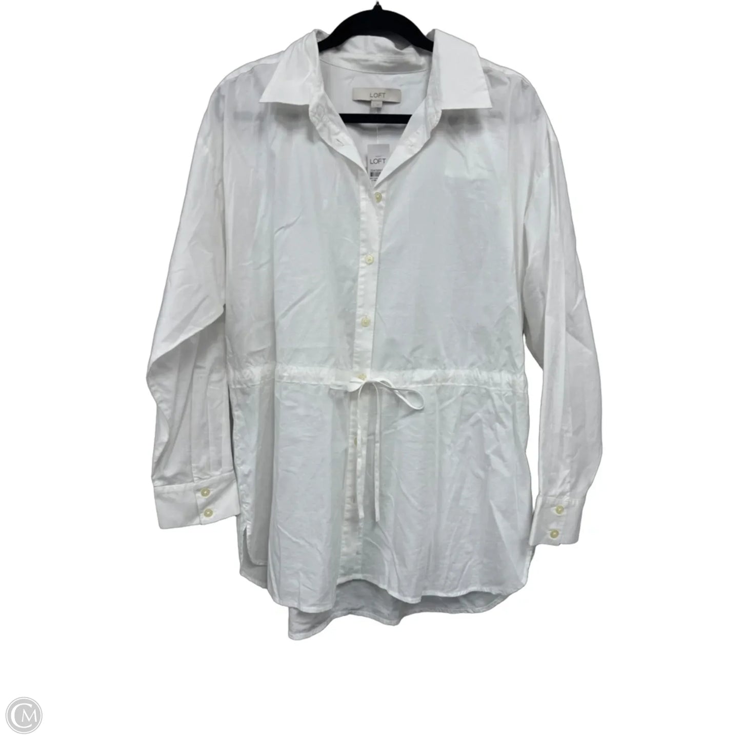 Blouse Long Sleeve By Loft In White, Size: L