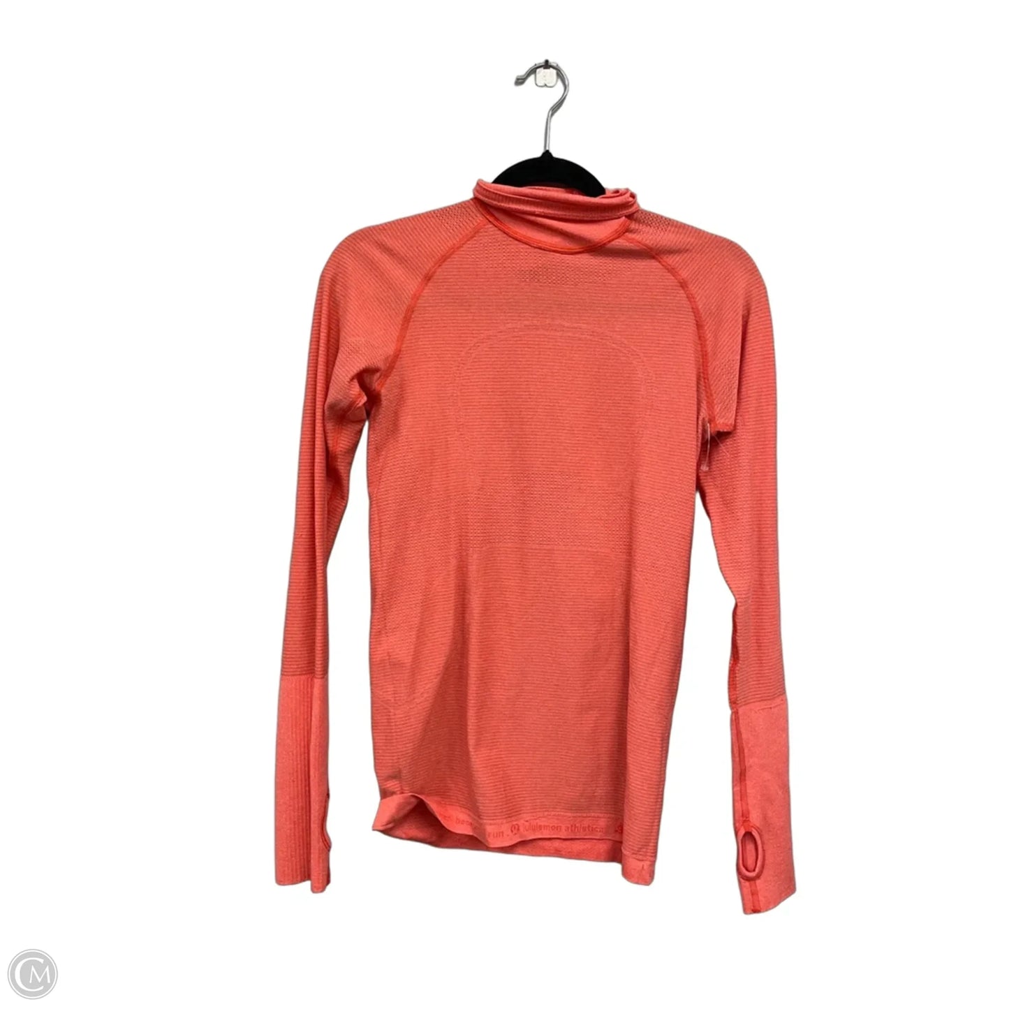 Athletic Top Long Sleeve Collar By Lululemon In Orange, Size: M