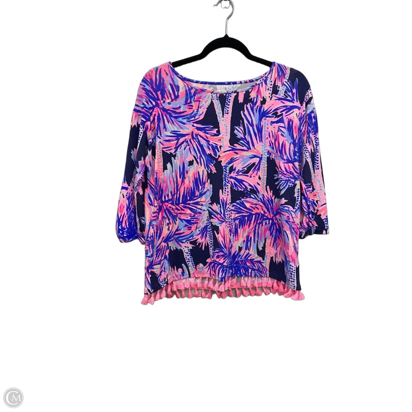 Top 3/4 Sleeve Designer By Lilly Pulitzer In Blue & Pink, Size: S