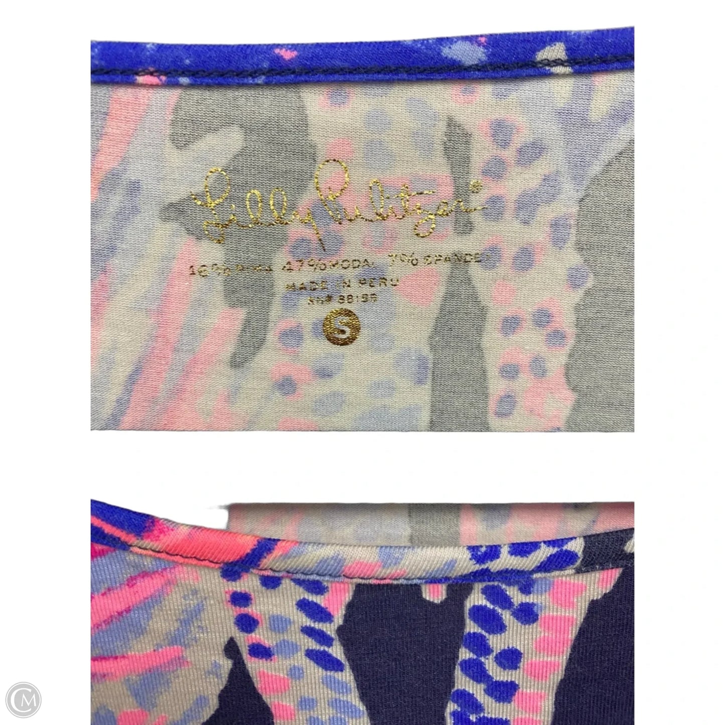 Top 3/4 Sleeve Designer By Lilly Pulitzer In Blue & Pink, Size: S