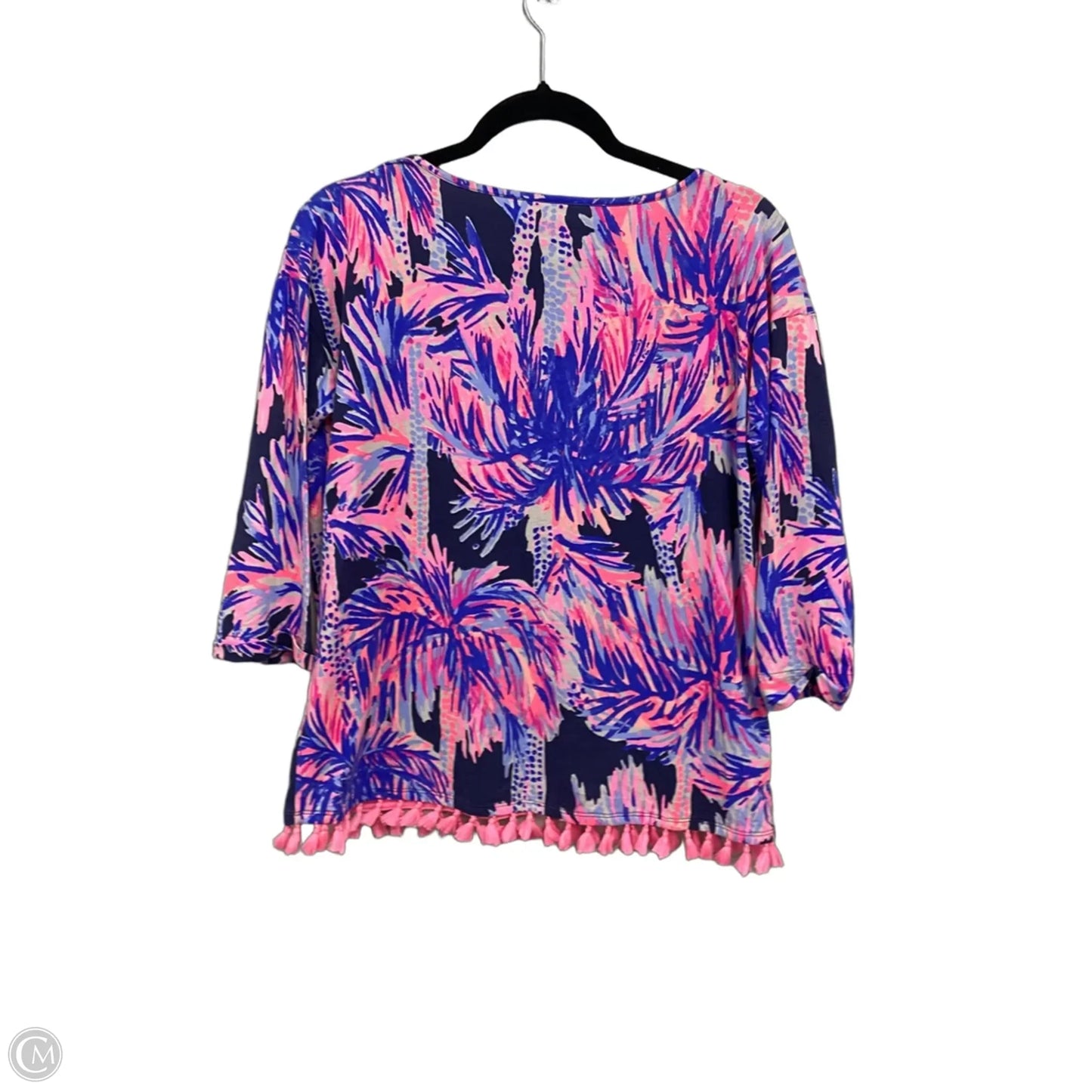 Top 3/4 Sleeve Designer By Lilly Pulitzer In Blue & Pink, Size: S