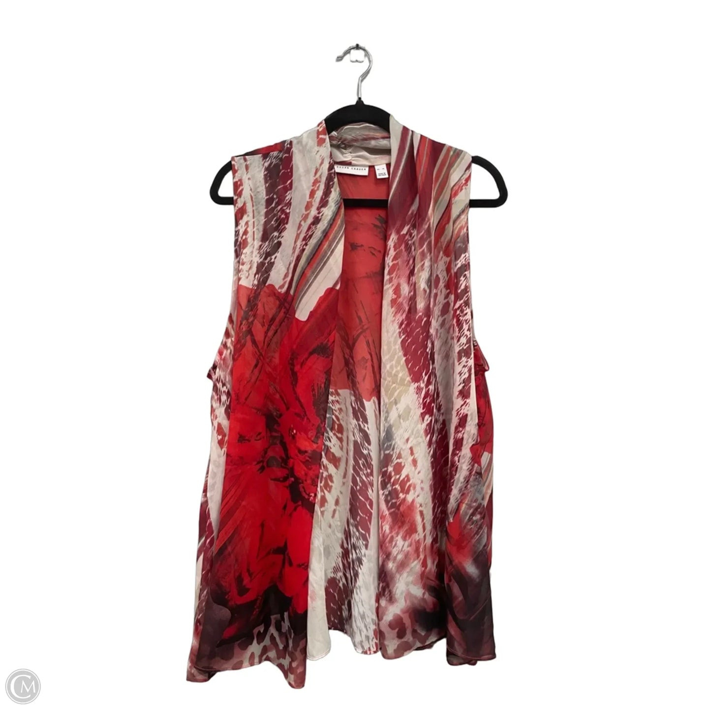Vest Other By Susan Graver In Cream & Red, Size: Xl