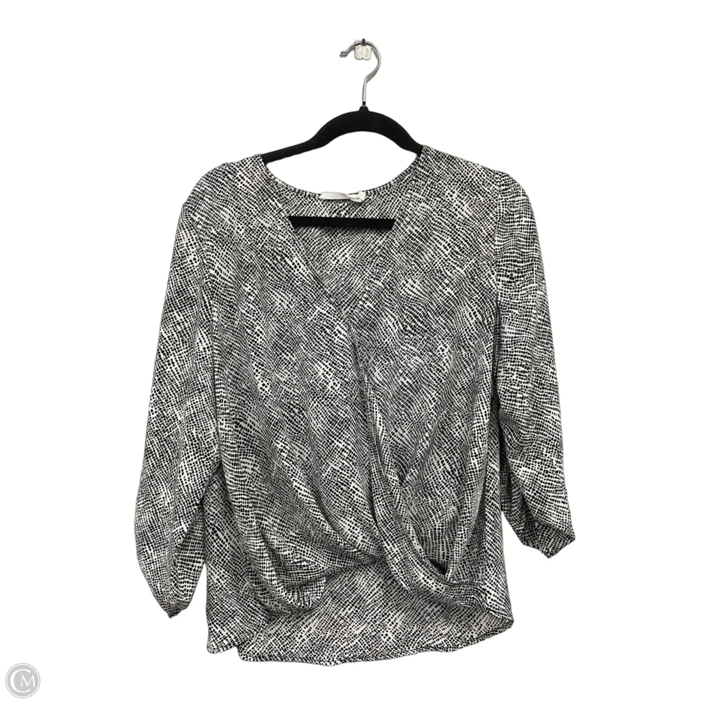 Blouse Long Sleeve By All In Favor In Black & White, Size: M