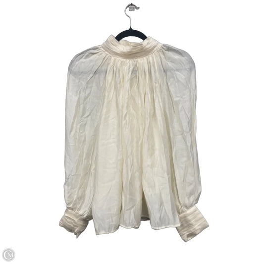 Blouse Long Sleeve By H&m In Cream, Size: L