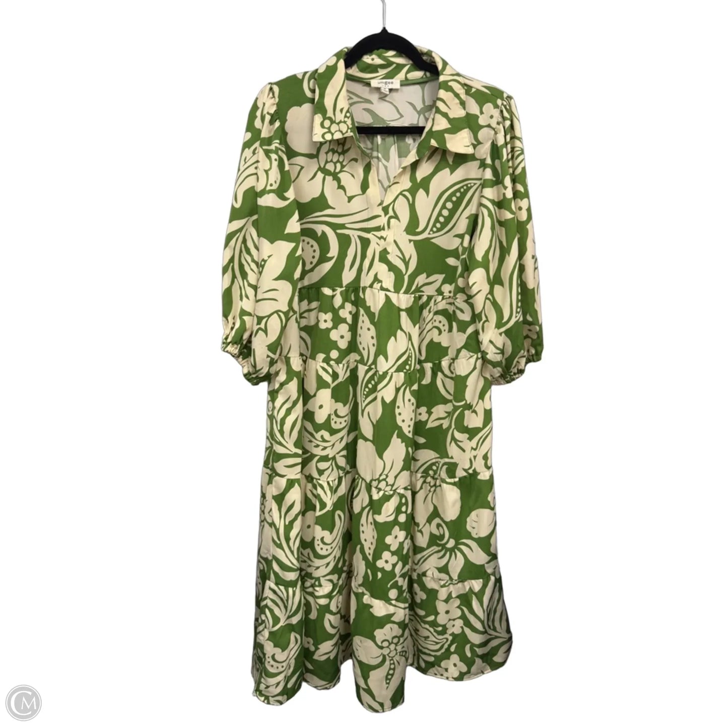 Dress Casual Midi By Umgee In Cream & Green, Size: M