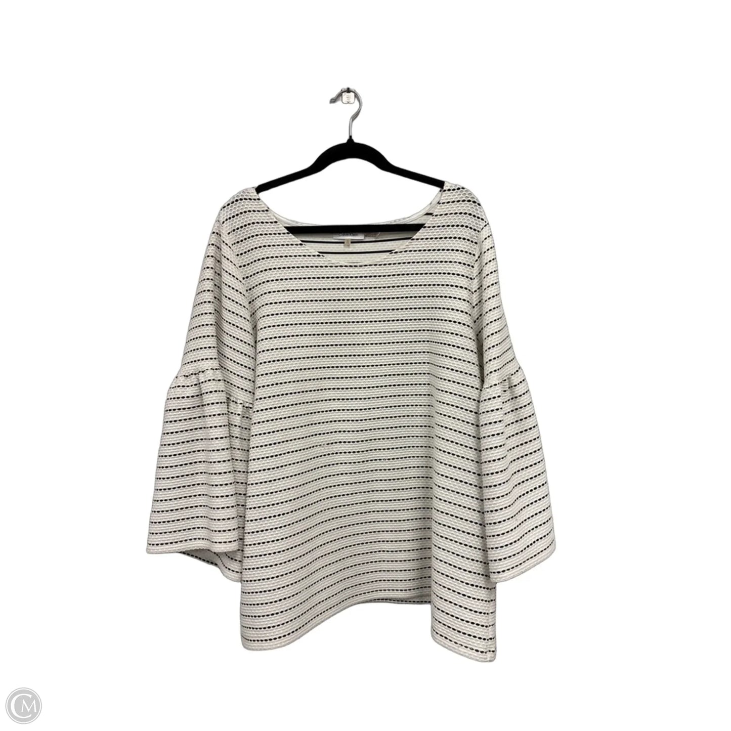 Blouse 3/4 Sleeve By Calvin Klein In Black & White, Size: 1x