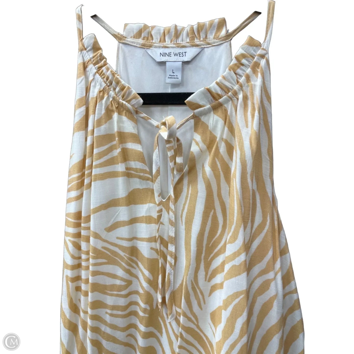Dress Casual Maxi By Nine West Apparel In Tan & White, Size: L