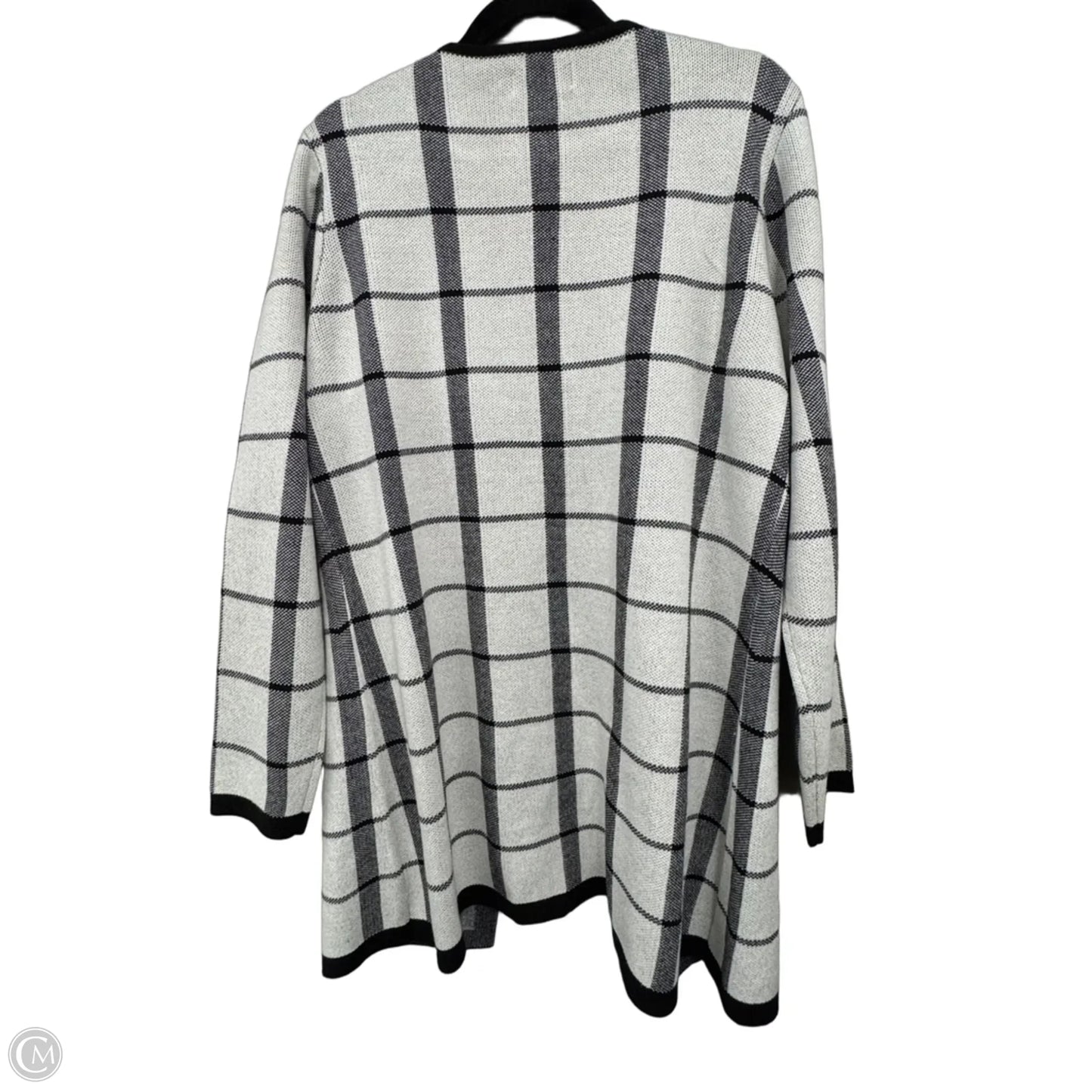Sweater Cardigan By Elle In Black & Grey, Size: L