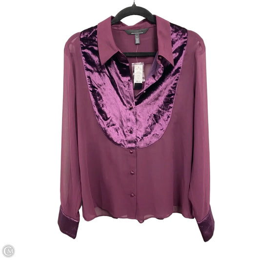 Blouse Long Sleeve By White House Black Market In Purple, Size: L