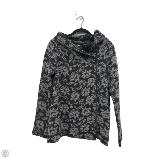 Sweater Cardigan By Ellen Tracy In Black & Grey, Size: M