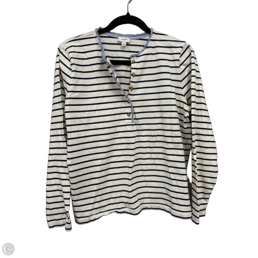 Top Long Sleeve By J. Crew In Blue & Cream, Size: L