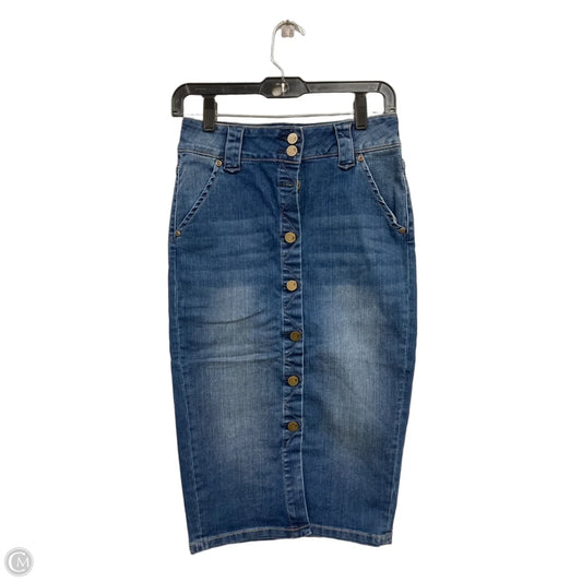 Skirt Midi By New York And Co In Blue Denim, Size: 0