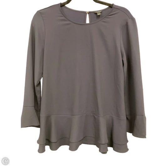 Blouse Long Sleeve By Ann Taylor In Navy, Size: S