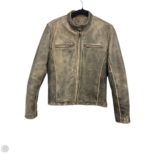 Jacket Leather By River Road In Grey, Size: S