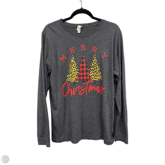 Top Long Sleeve Basic By Bella + Canvas In Grey, Size: L
