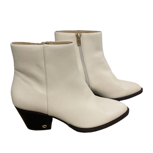 Boots Designer By Coach In Cream, Size: 9