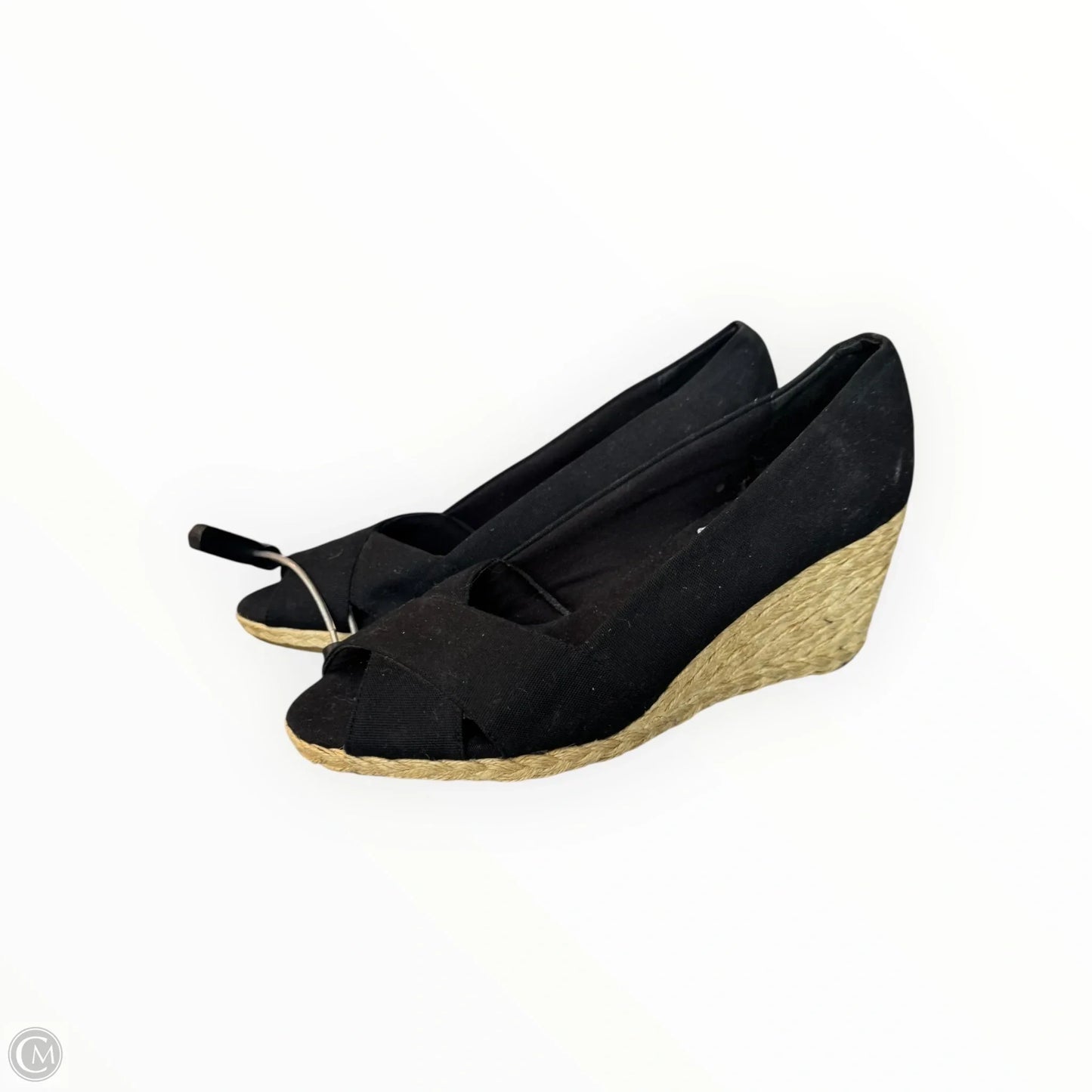 Sandals Heels Wedge By Chaps In Black, Size: 9.5