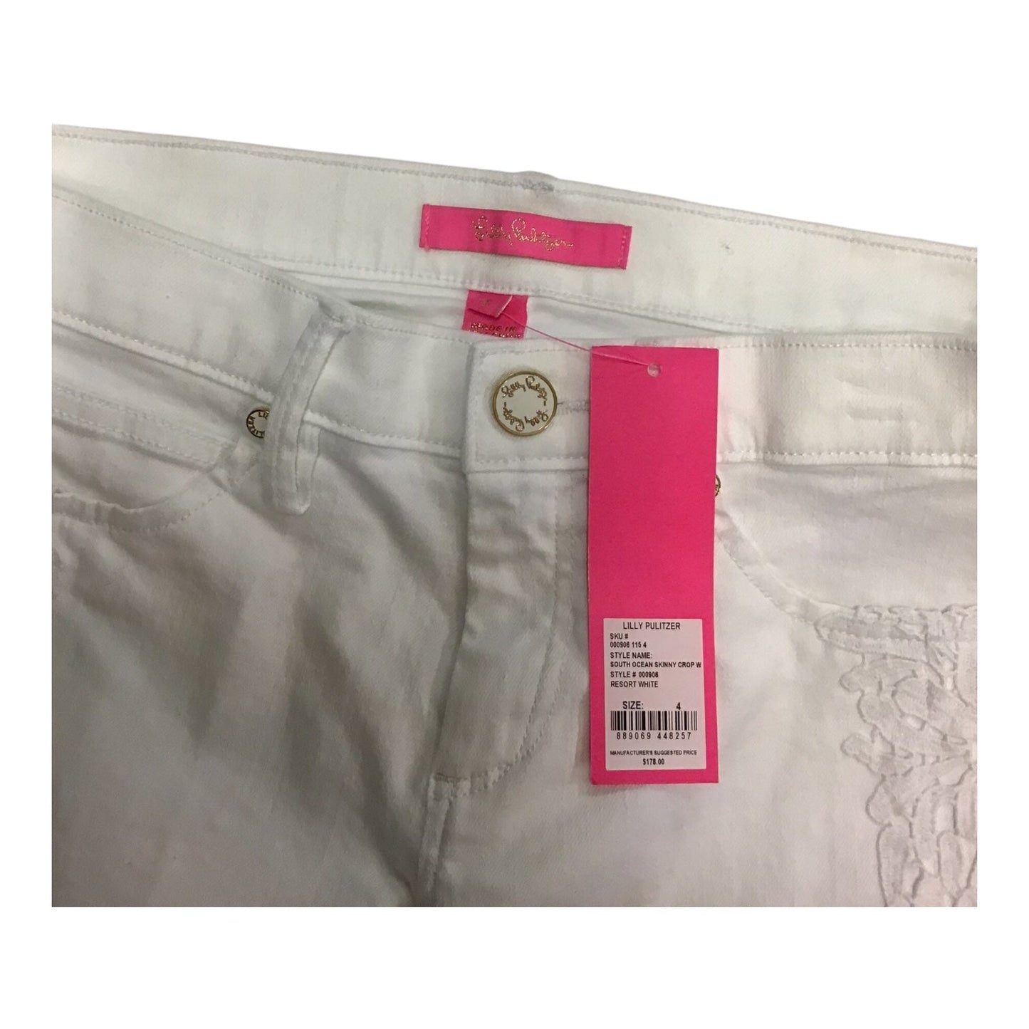 Jeans Skinny By Lilly Pulitzer In White, Size: 4