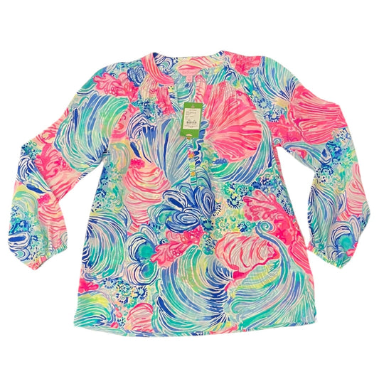 Blouse Long Sleeve By Lilly Pulitzer In Blue & Pink, Size: Xs