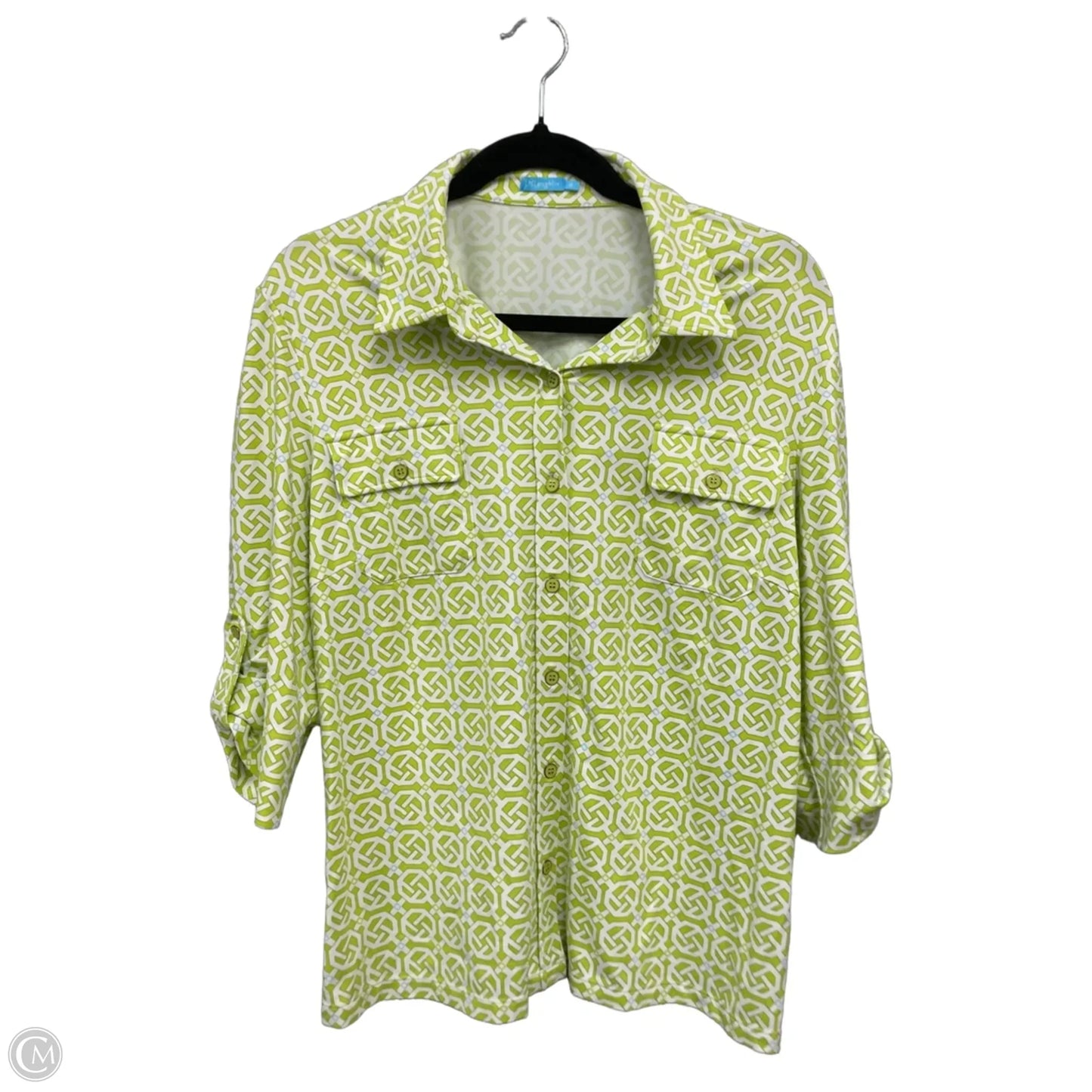 Top 3/4 Sleeve By J Mclaughlin In Green & White, Size: Xl