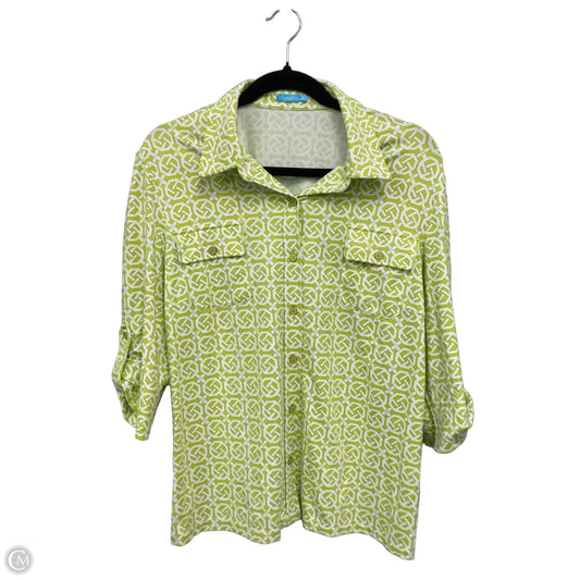 Top 3/4 Sleeve By J Mclaughlin In Green & White, Size: Xl
