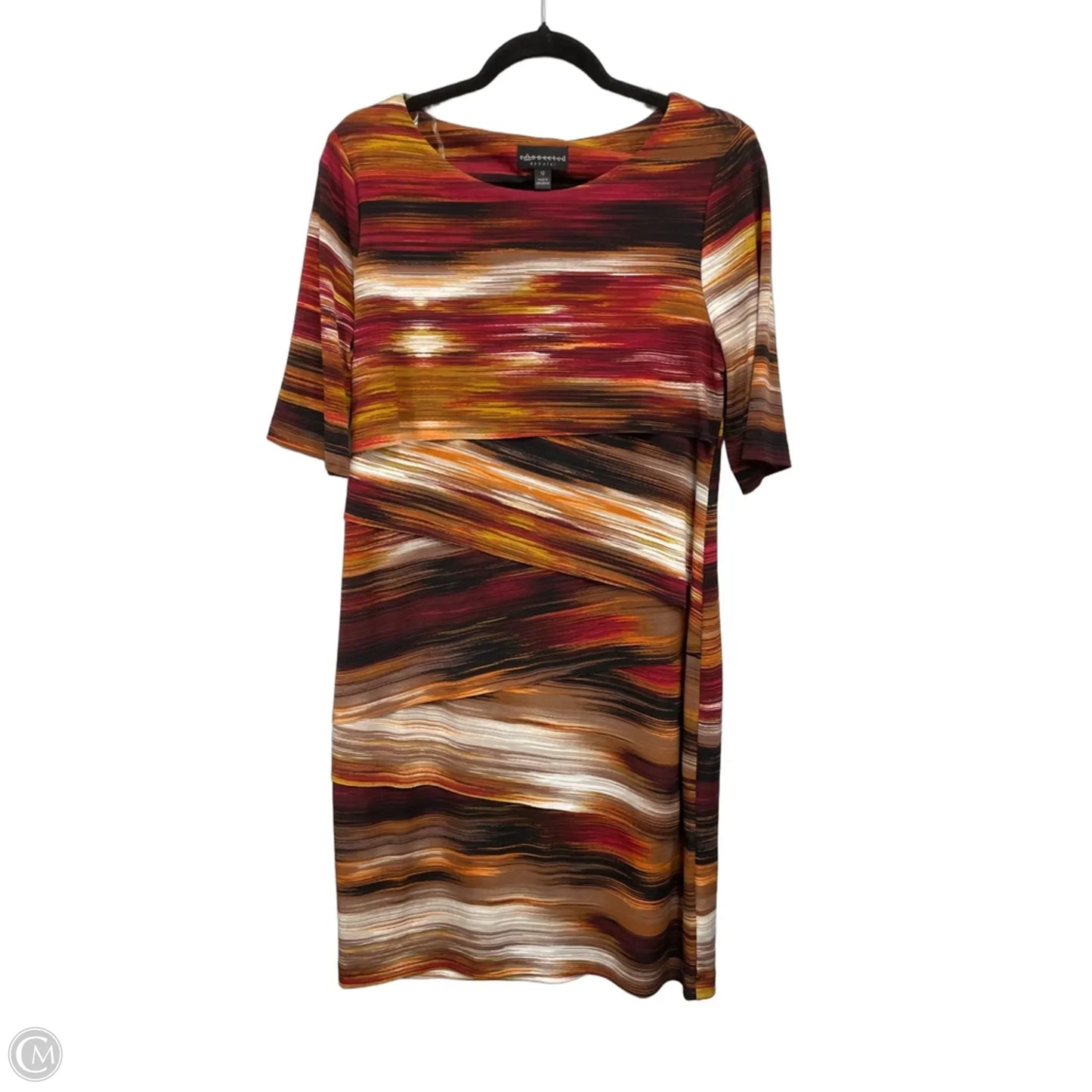 Dress Casual Midi By Connected Apparel In Brown & Cream, Size: 12