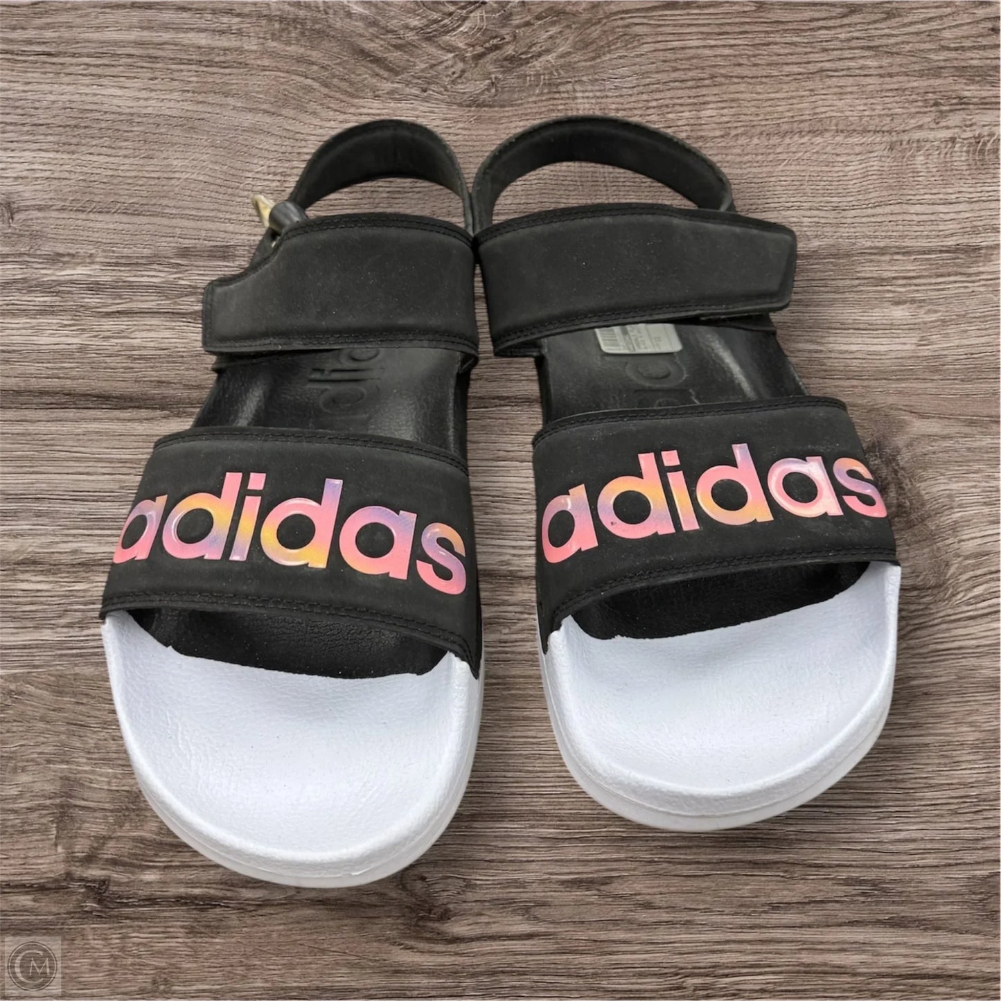 Sandals Flats By Adidas In Black & White, Size: 11