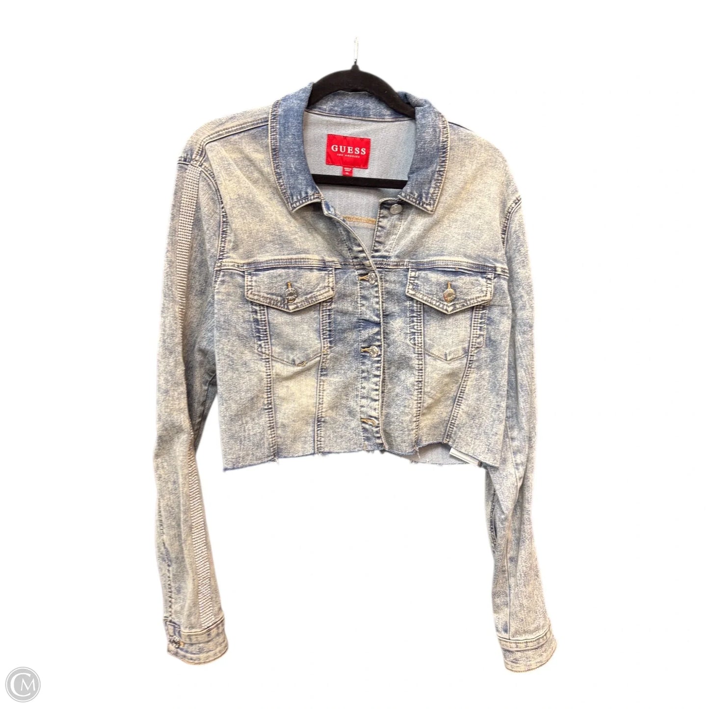 Jacket Denim By Guess In Blue Denim, Size: Xl