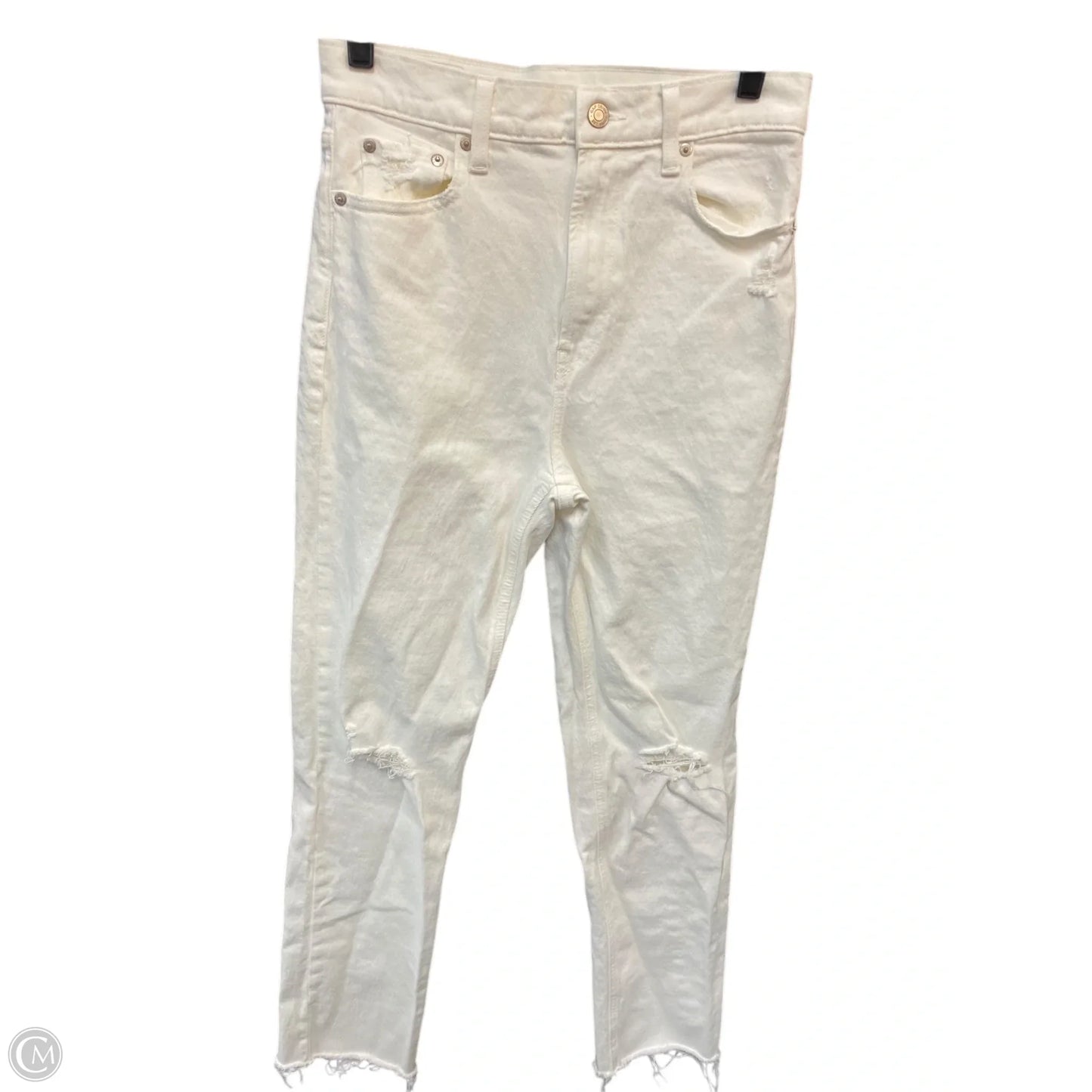 Jeans Straight By Gap In White Denim, Size: 28