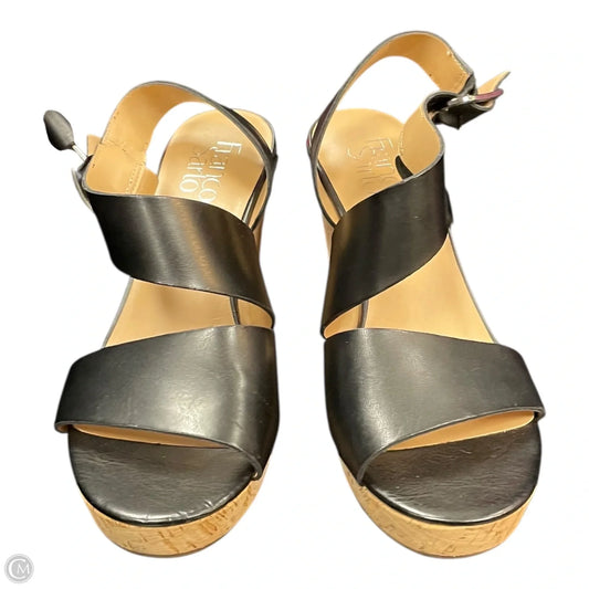 Sandals Heels Wedge By Franco Sarto In Black & Tan, Size: 7.5