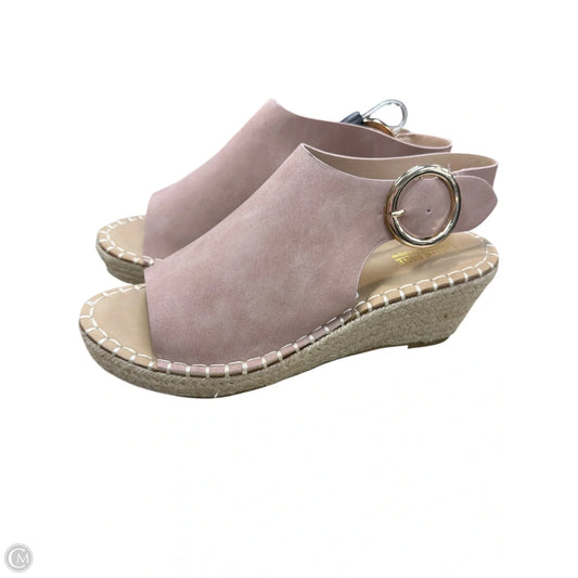 Sandals Heels Wedge By Catherine Malandrino In Pink & Tan, Size: 9