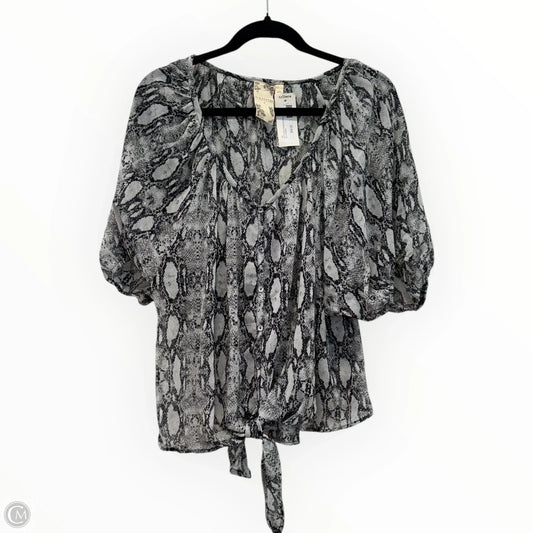 Blouse Short Sleeve By Blu Pepper In Snakeskin Print, Size: L