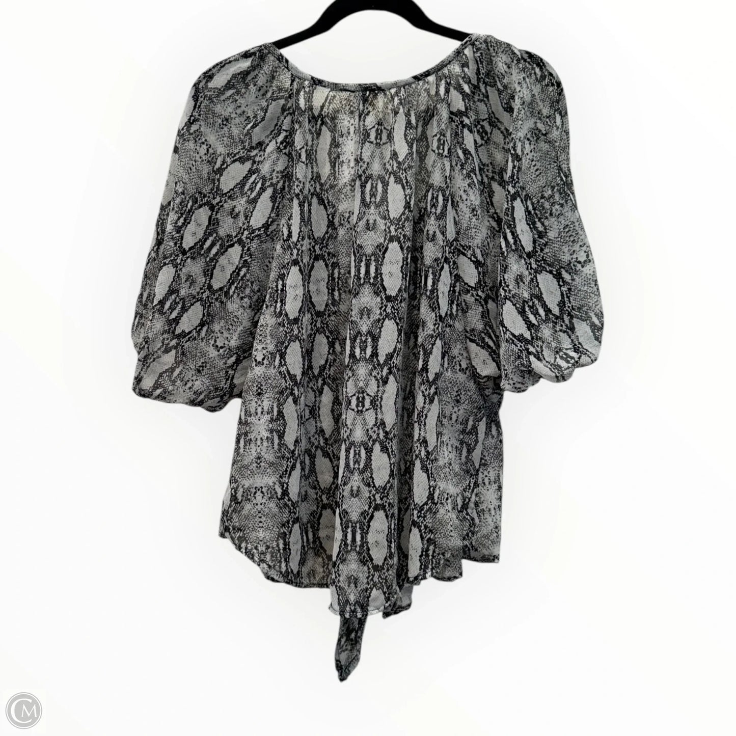 Blouse Short Sleeve By Blu Pepper In Snakeskin Print, Size: L