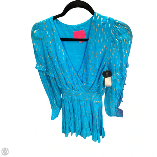 Dress Designer By Lilly Pulitzer In Blue & Gold, Size: 4