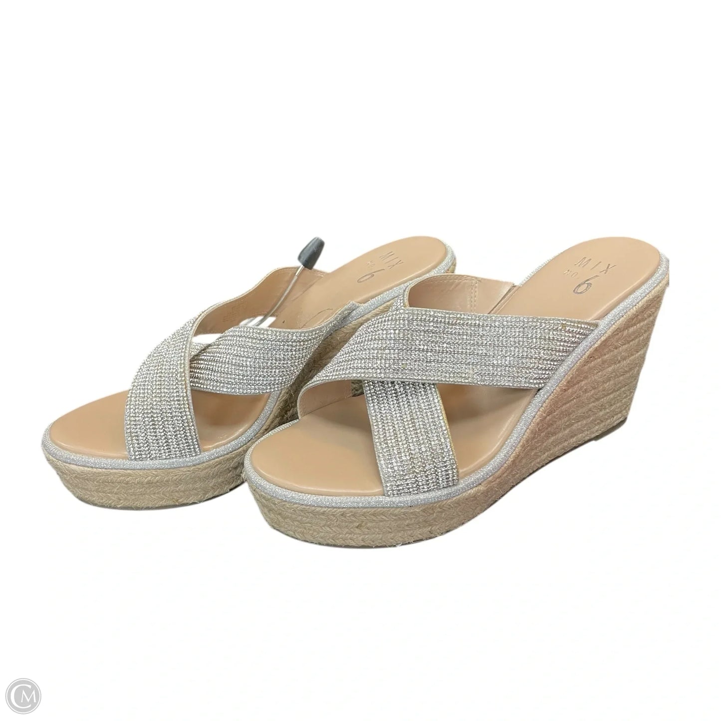 Sandals Heels Wedge By Mix No 6 In Silver, Size: 10