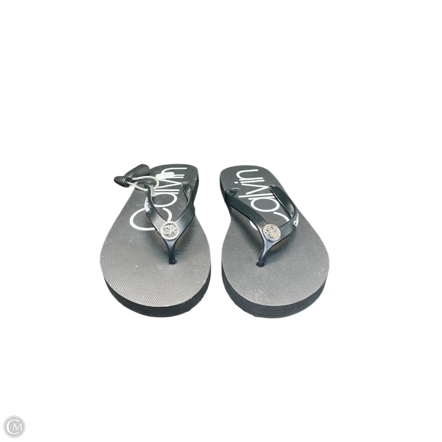 Sandals Flip Flops By Calvin Klein In Black, Size: 8