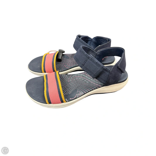 Sandals Heels Platform By Clarks In Blue & Pink, Size: 7.5