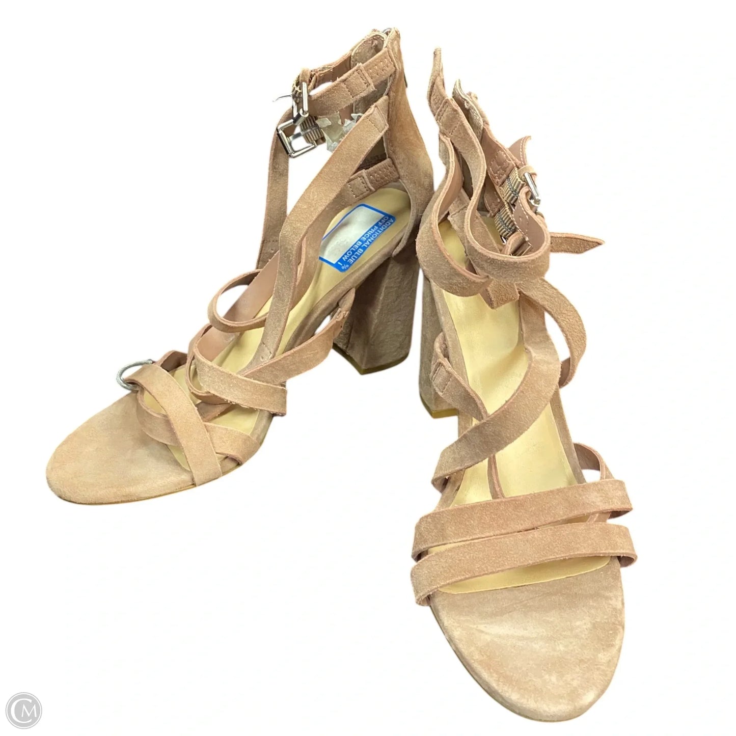 Sandals Heels Block By Bleecker & Bond In Tan, Size: 8.5