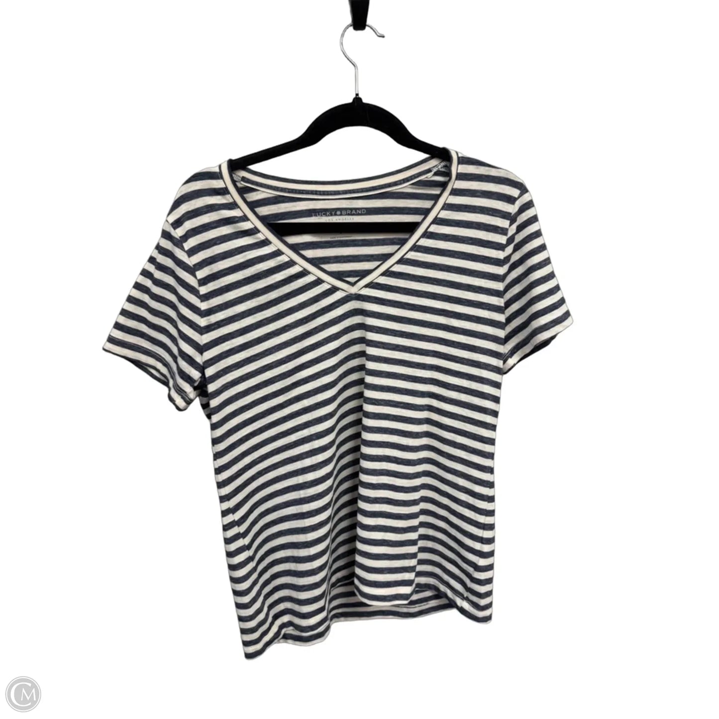 Top Short Sleeve Basic By Lucky Brand In Striped Pattern, Size: L