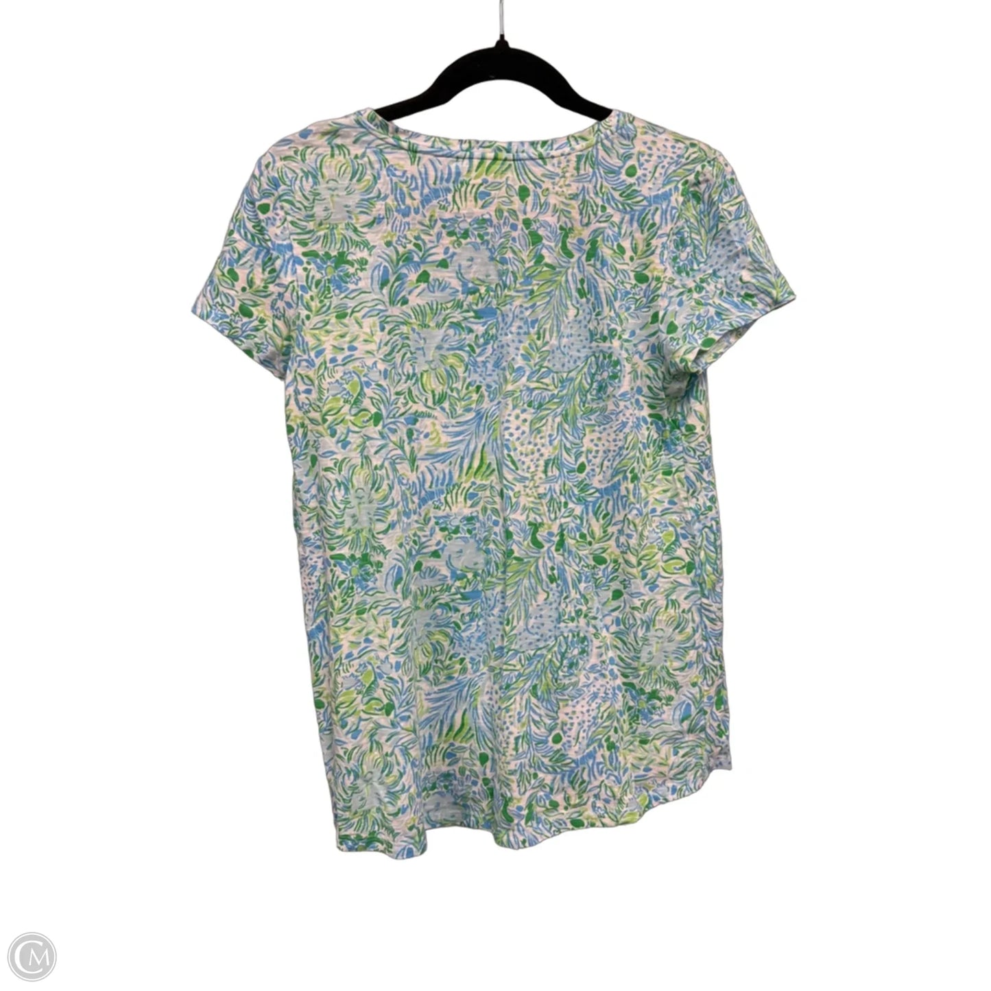 Top Short Sleeve Designer By Lilly Pulitzer In Blue & Green, Size: S