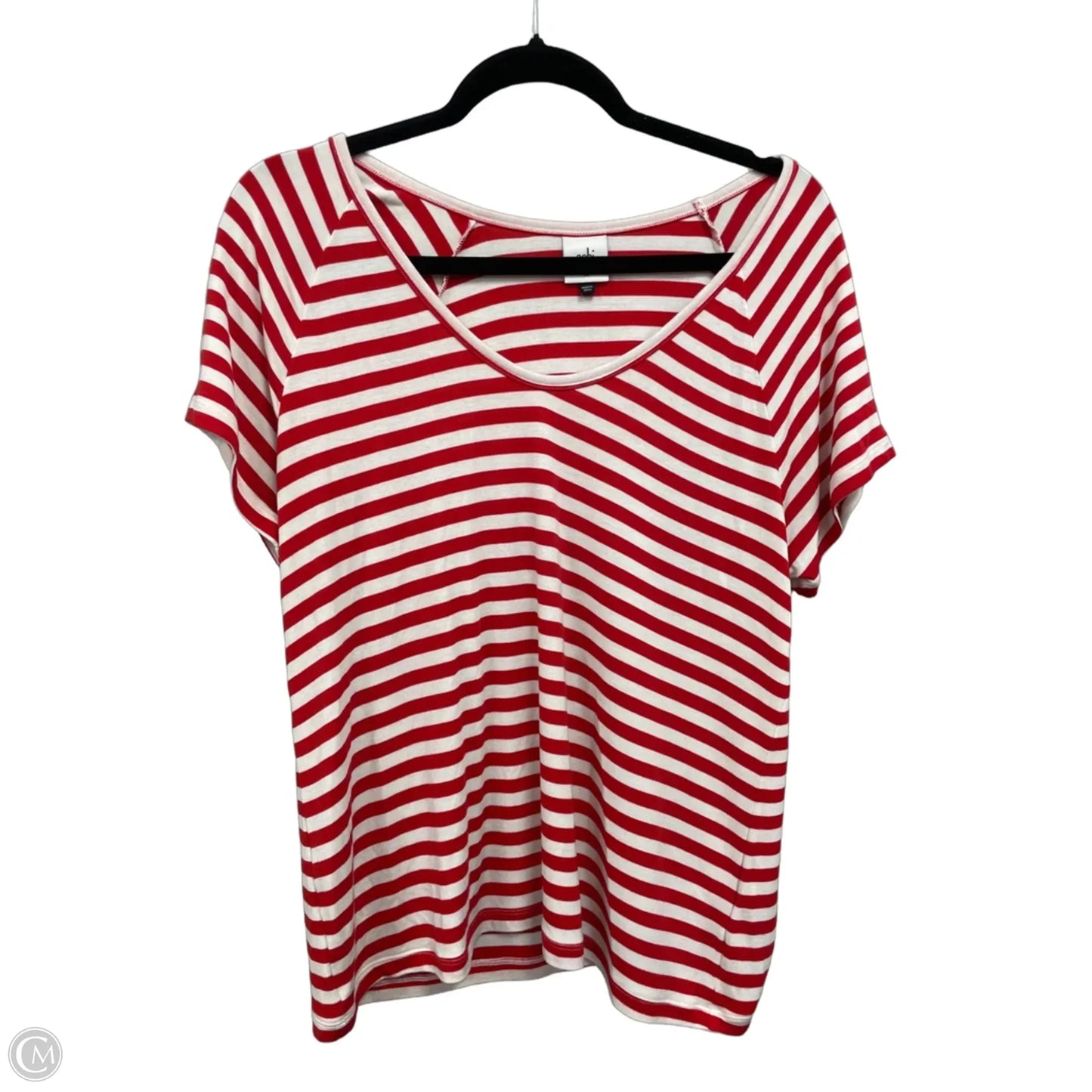 Top Short Sleeve By Cabi In Striped Pattern, Size: M