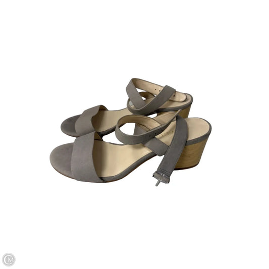 Sandals Heels Block By Nine West In Grey, Size: 9