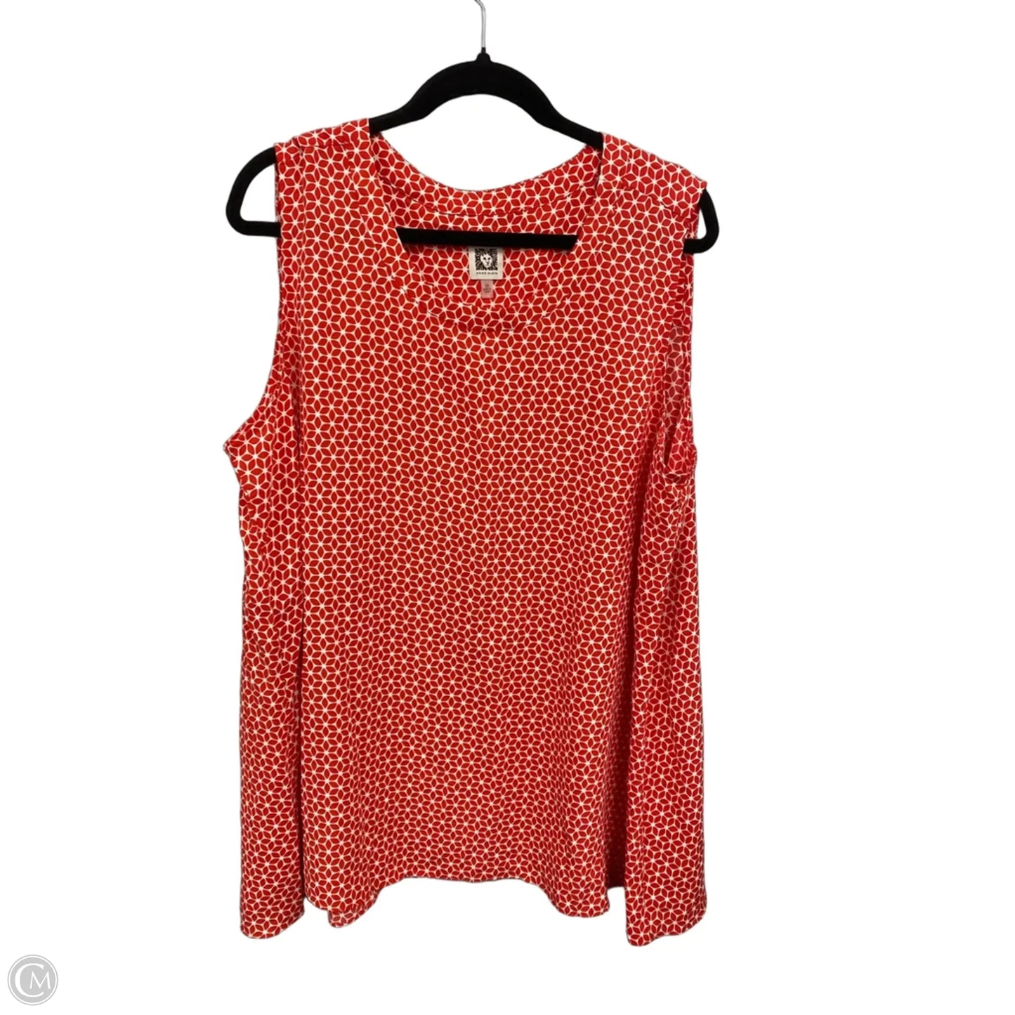 Top Sleeveless By Anne Klein In Red & White, Size: 2x